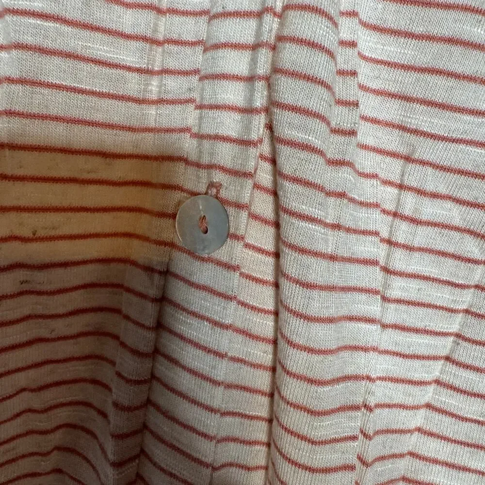 Logo by Lori Goldstein Button Front Long Sleeve Stripped Cardigan L
